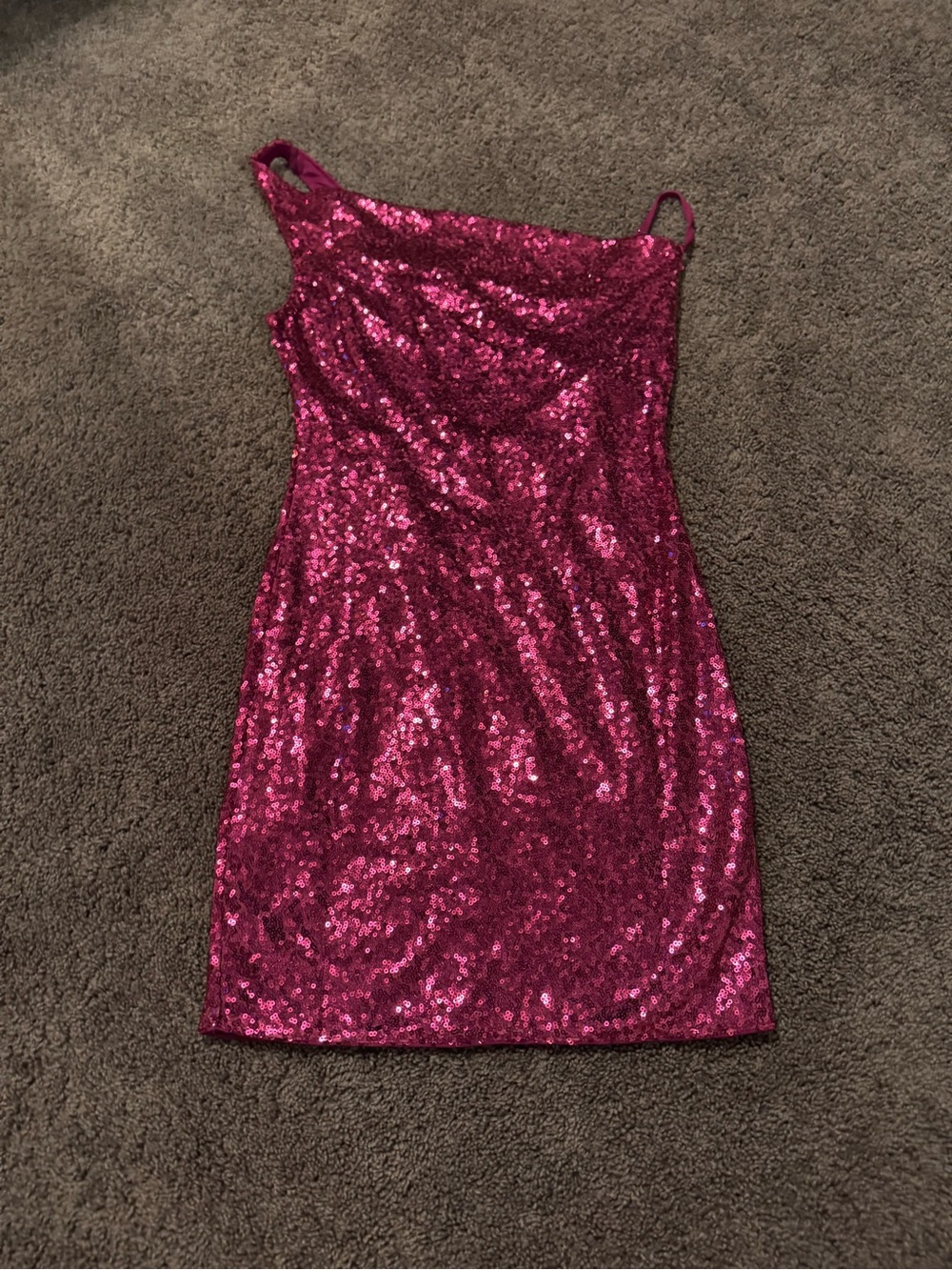 Hello Molly Fuchsia Sequin One-Shoulder Dress
